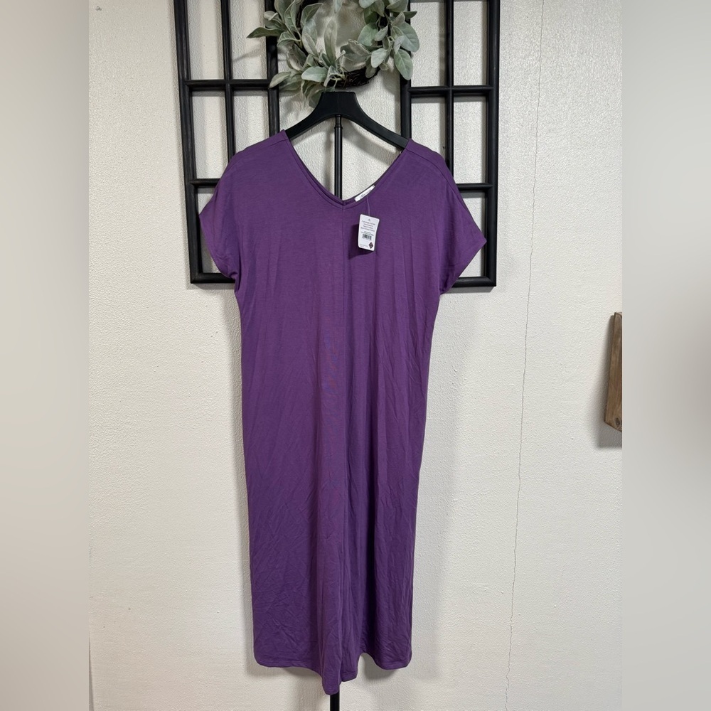 NWT Mountain Mamas Double V Maxi Dress with Pockets in Purple Passion Sz S/M